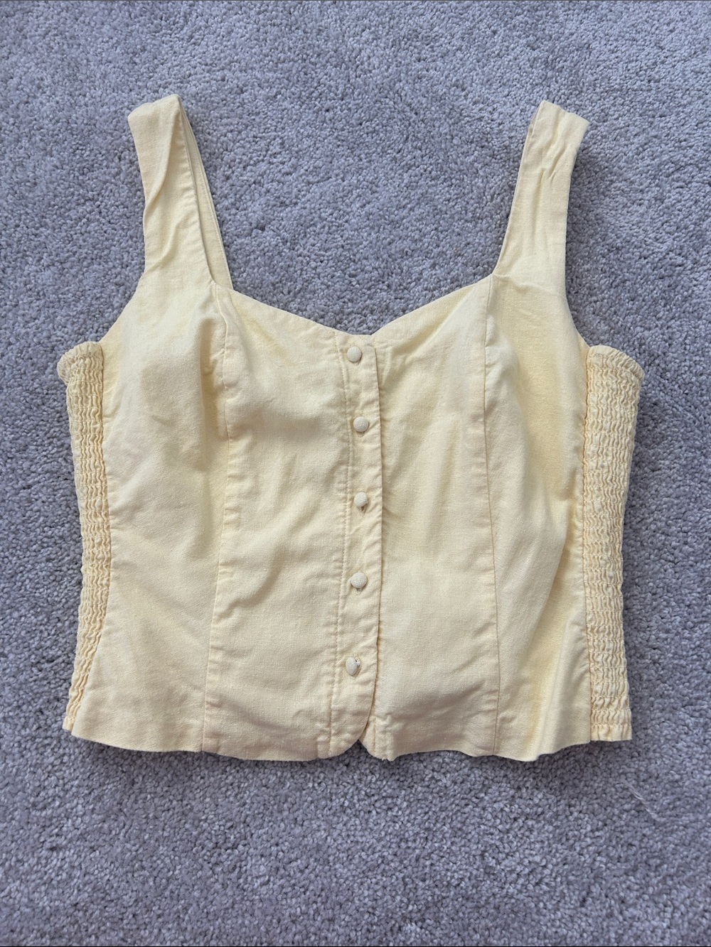 Old Navy Pale Yellow Button-Front Cropped Camisole